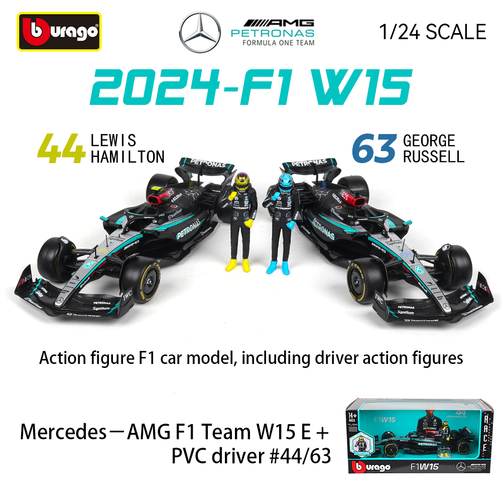 Model Kit Formula 1 - Bburago 1:24 Mercedes-Benz 2025 W15 W14